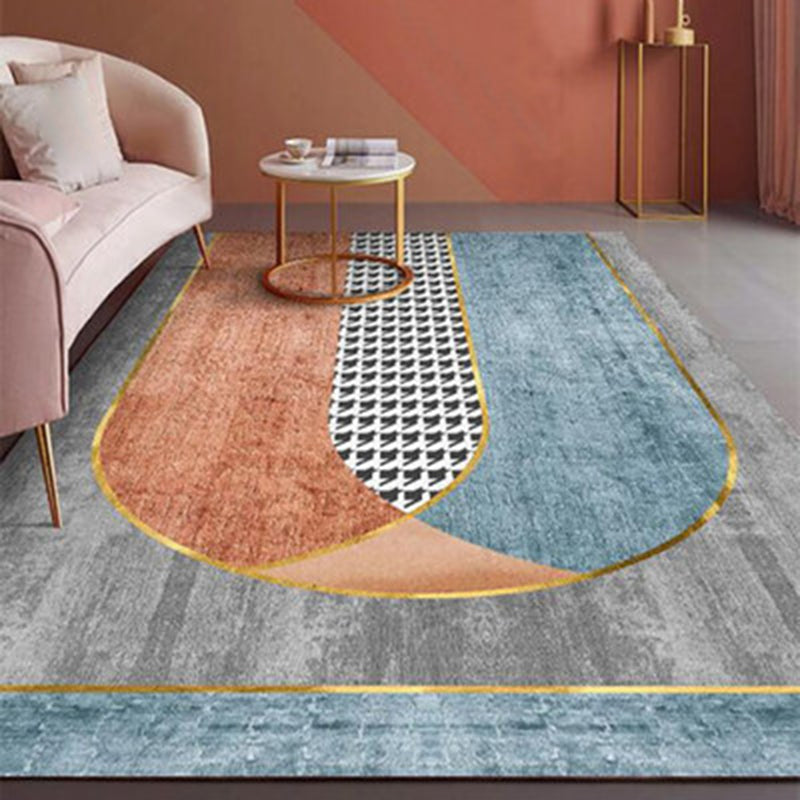 Multi Colored Color Block Rug Polyster Nordic Indoor Rug Anti-Slip Pet Friendly Easy Care Area Carpet for Decoration Blue-Orange Clearhalo 'Area Rug' 'Rug' 2463982