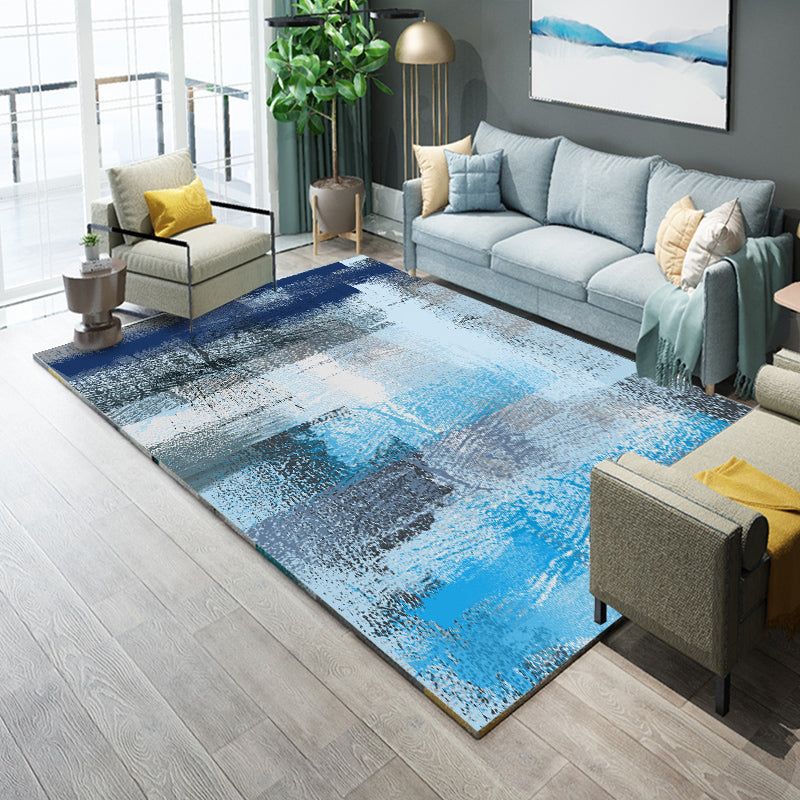 Industrial Living Room Rug Multi Colored Abstract Printed Indoor Rug Synthetics Non-Slip Backing Easy Care Area Carpet Sky Blue Clearhalo 'Area Rug' 'Rug' 2464102