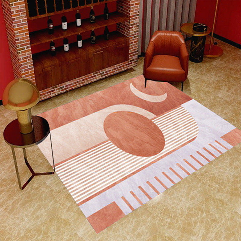 Multi Color Scandinavian Rug Polypropylene Geo Printed Area Carpet Easy Care Pet Friendly Indoor Rug for Parlor Pink Clearhalo 'Area Rug' 'Rug' 2464302