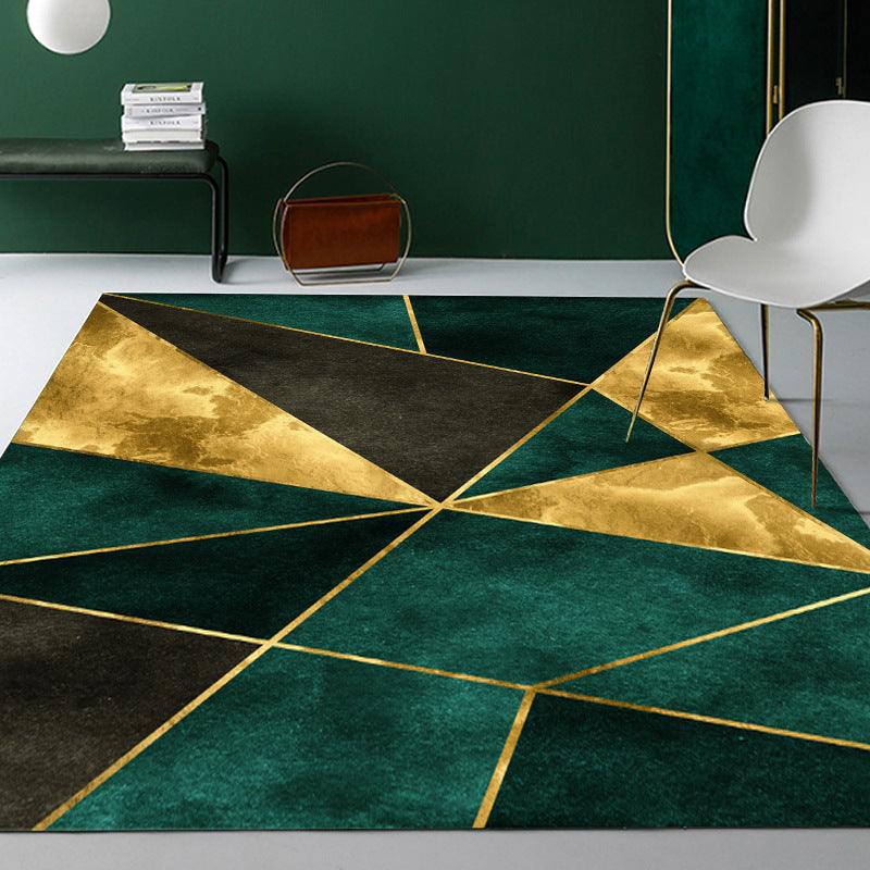 Multi Colored Luxury Rug Polyster Geometric Printed Area Carpet Easy Care Pet Friendly Indoor Rug for Decoration Blackish Green Clearhalo 'Area Rug' 'Rug' 2464305