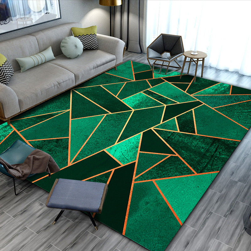 Relaxing Geometric Printed Rug Multi Colored Polyster Area Carpet Pet Friendly Easy Care Indoor Rug for Living Room Peacock Green Clearhalo 'Area Rug' 'Rug' 2464313