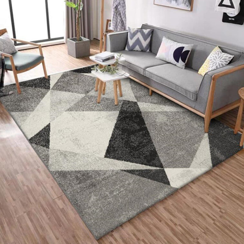 Calming Geometric Printed Rug Multi Colored Polyster Indoor Rug Easy Care Pet Friendly Area Carpet for Living Room Black Gray-White Clearhalo 'Area Rug' 'Rug' 2464344