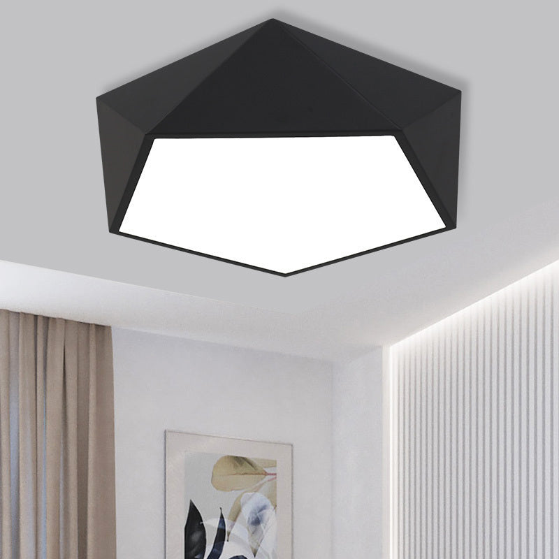 Pentagonal Flush Mount LED Light Modern Metal Bedroom Flush Mount Ceiling Lighting Fixture Black Clearhalo 'Ceiling Lights' 'Close To Ceiling Lights' 'Close to ceiling' 'Flush mount' Lighting' 2465026