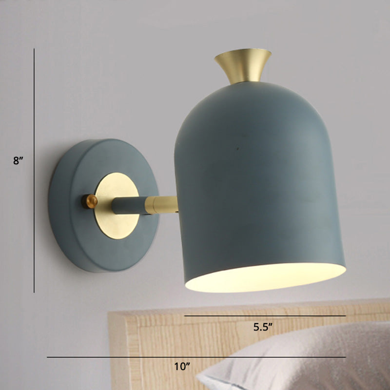 Cloche Shaped Metal Wall Sconce Lighting Macaron 1 Bulb Adjustable Wall Light Fixture for Bedroom Clearhalo 'Wall Lamps & Sconces' 'Wall Lights' Lighting' 2465106