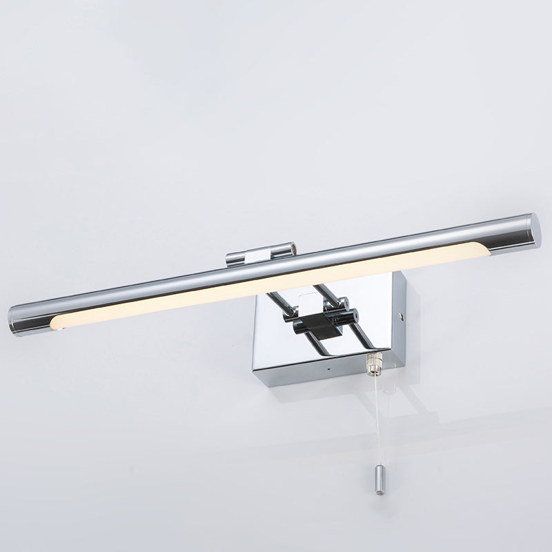 Chrome Swingable Tube Vanity Light Fixture Minimalist LED Acrylic Wall Sconce for Bath Chrome Clearhalo 'Vanity Lights' 'Wall Lights' Lighting' 2465197