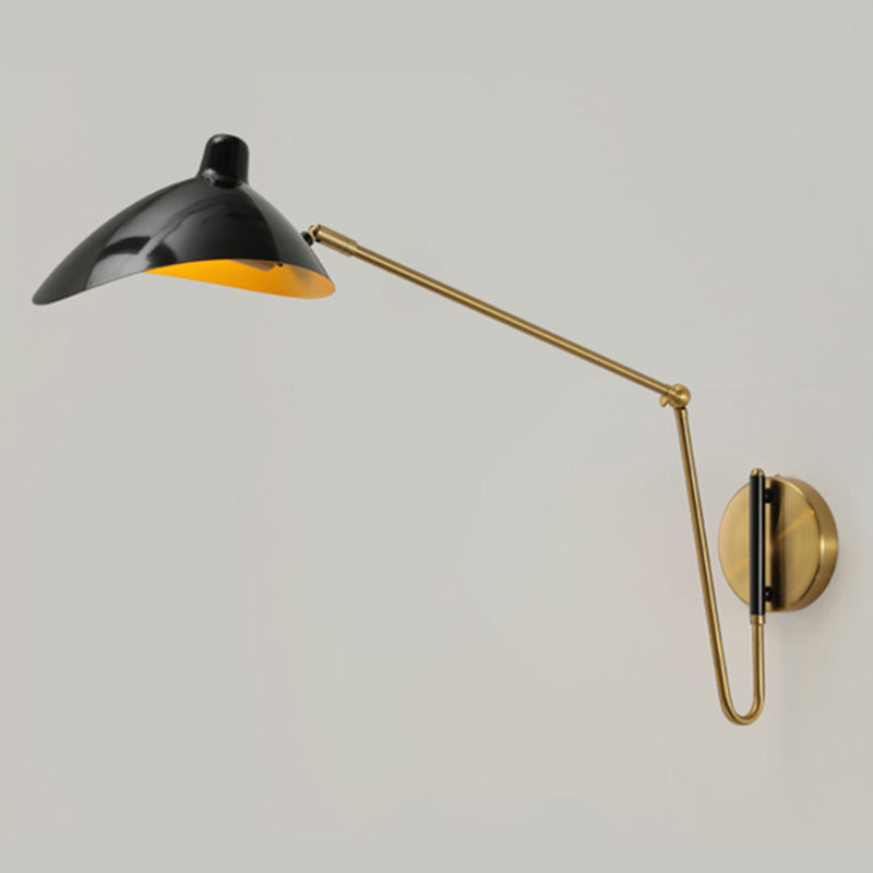 Postmodern Duckbill Reading Light Metal Single Bedroom Sconce Lighting with Adjustable Joint Gloss Black 32.5