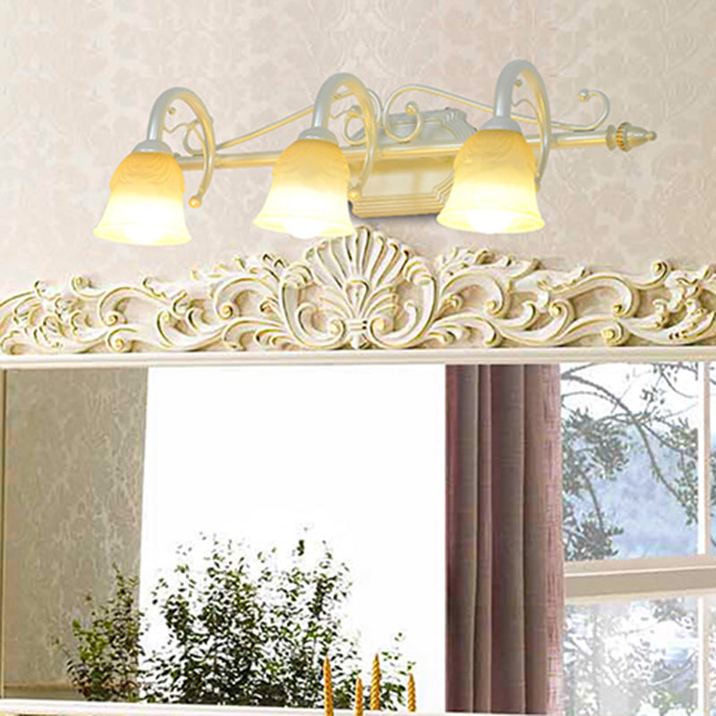 Beige Glass Vanity Mirror Light Rustic Carillon Shaped Bathroom Wall Mounted Light Fixture Clearhalo 'Vanity Lights' 'Wall Lights' Lighting' 2465572