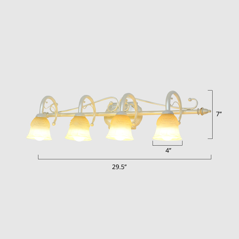 Beige Glass Vanity Mirror Light Rustic Carillon Shaped Bathroom Wall Mounted Light Fixture Clearhalo 'Vanity Lights' 'Wall Lights' Lighting' 2465575