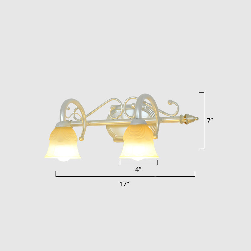 Beige Glass Vanity Mirror Light Rustic Carillon Shaped Bathroom Wall Mounted Light Fixture Clearhalo 'Vanity Lights' 'Wall Lights' Lighting' 2465578