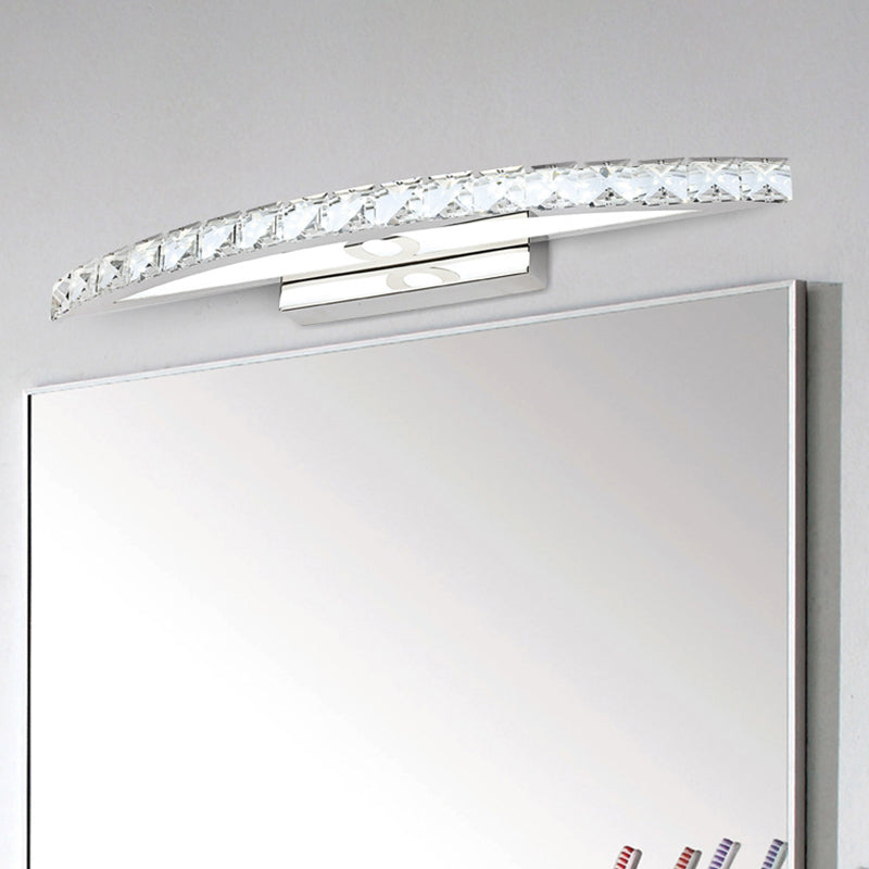 Crystal Arched Wall Light Sconce Modernist LED Vanity Lighting Fixture for Bathroom Clear Clearhalo 'Modern wall lights' 'Modern' 'Vanity Lights' 'Wall Lights' Lighting' 2465759