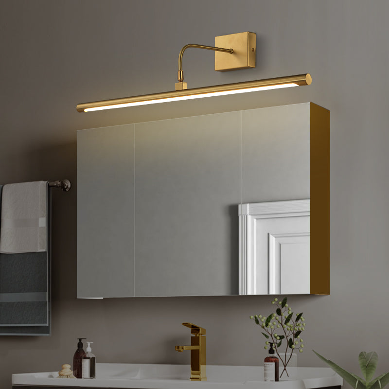 Acrylic Tubular Vanity Wall Sconce Minimalist Bathroom LED Mirror Light with Pivot Joint in Brass Clearhalo 'Vanity Lights' 'Wall Lights' Lighting' 2465775