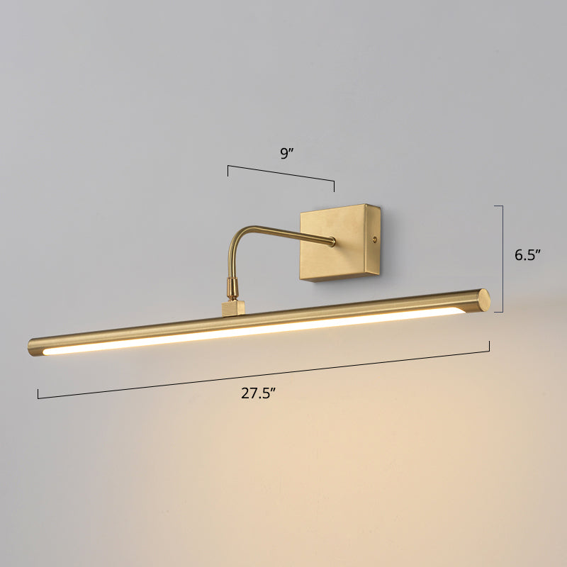 Acrylic Tubular Vanity Wall Sconce Minimalist Bathroom LED Mirror Light with Pivot Joint in Brass Clearhalo 'Vanity Lights' 'Wall Lights' Lighting' 2465785