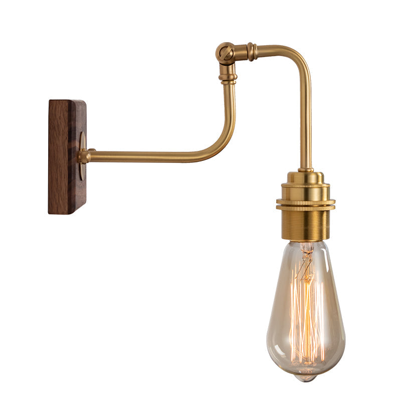 Metal Gold Plated Sconce Lighting Faucet-Like Single Industrial Adjustable Wall Light Fixture Gold Clearhalo 'Art deco wall lights' 'Cast Iron' 'Glass' 'Industrial wall lights' 'Industrial' 'Middle century wall lights' 'Modern' 'Rustic wall lights' 'Tiffany' 'Traditional wall lights' 'Wall Lamps & Sconces' 'Wall Lights' Lighting' 2465855