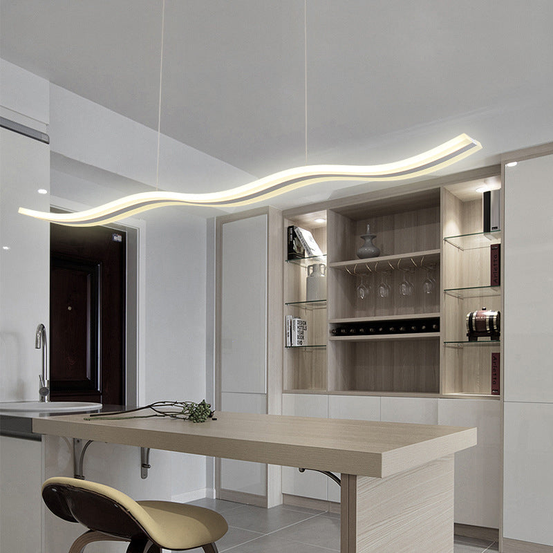 Wave Shaped Island Pendant Light Artistic LED Acrylic Restaurant Hanging Light in White Clearhalo 'Ceiling Lights' 'Island Lights' Lighting' 2465997