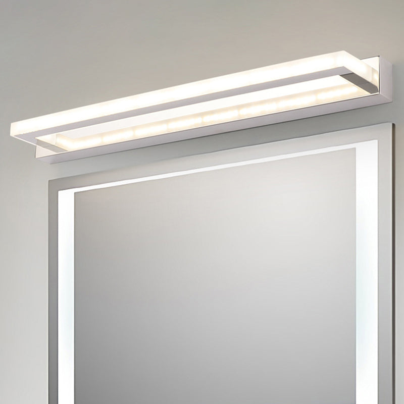 Acrylic Rectangular Vanity Sconce Acrylic Modernist LED Bath Wall Mounted Lamp in Chrome Chrome Clearhalo 'Modern wall lights' 'Modern' 'Vanity Lights' 'Wall Lights' Lighting' 2466533