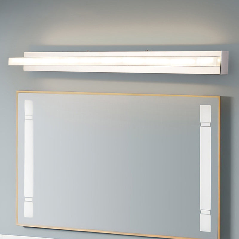 Acrylic Rectangular Vanity Sconce Acrylic Modernist LED Bath Wall Mounted Lamp in Chrome Clearhalo 'Modern wall lights' 'Modern' 'Vanity Lights' 'Wall Lights' Lighting' 2466534