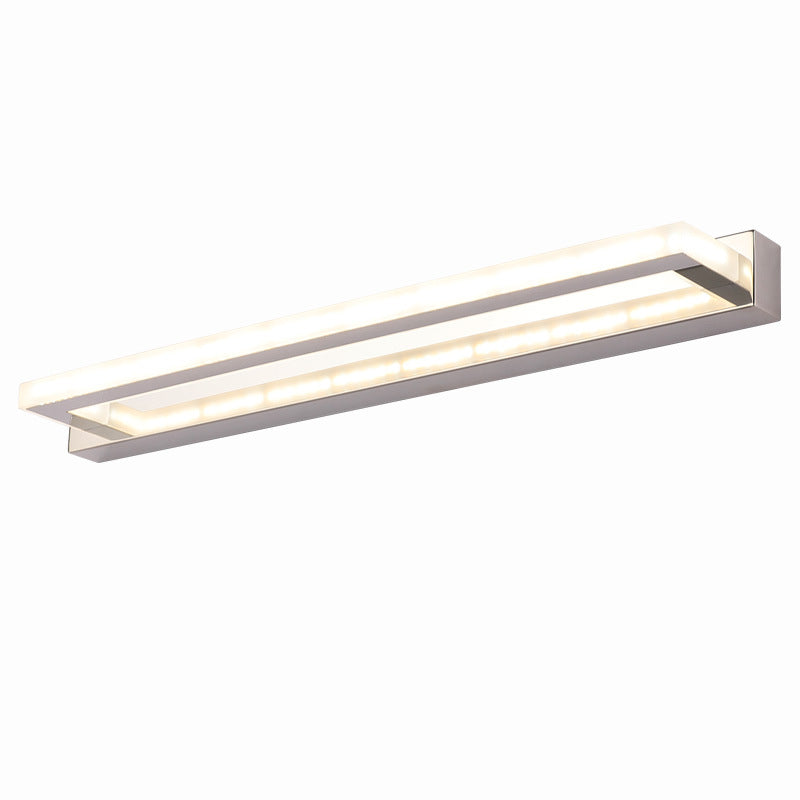 Acrylic Rectangular Vanity Sconce Acrylic Modernist LED Bath Wall Mounted Lamp in Chrome Clearhalo 'Modern wall lights' 'Modern' 'Vanity Lights' 'Wall Lights' Lighting' 2466537