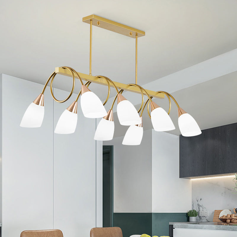 Tulip Shade Island Lamp Contemporary Milk Glass Restaurant Pendant Light Fixture Clearhalo 'Ceiling Lights' 'Island Lights' Lighting' 2466582