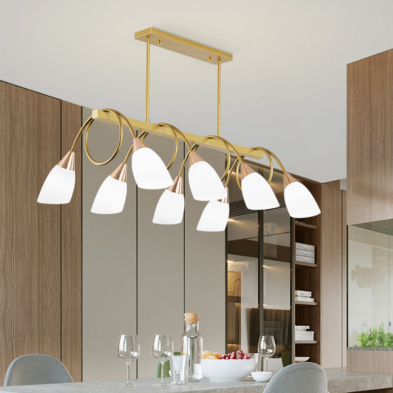 Tulip Shade Island Lamp Contemporary Milk Glass Restaurant Pendant Light Fixture Clearhalo 'Ceiling Lights' 'Island Lights' Lighting' 2466585