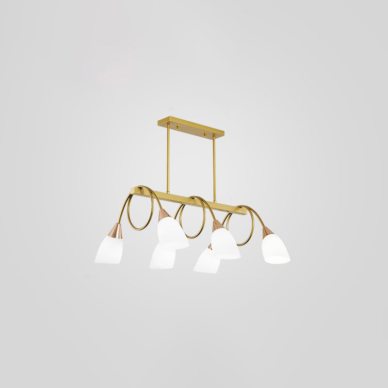 Tulip Shade Island Lamp Contemporary Milk Glass Restaurant Pendant Light Fixture 6 Gold Clearhalo 'Ceiling Lights' 'Island Lights' Lighting' 2466586