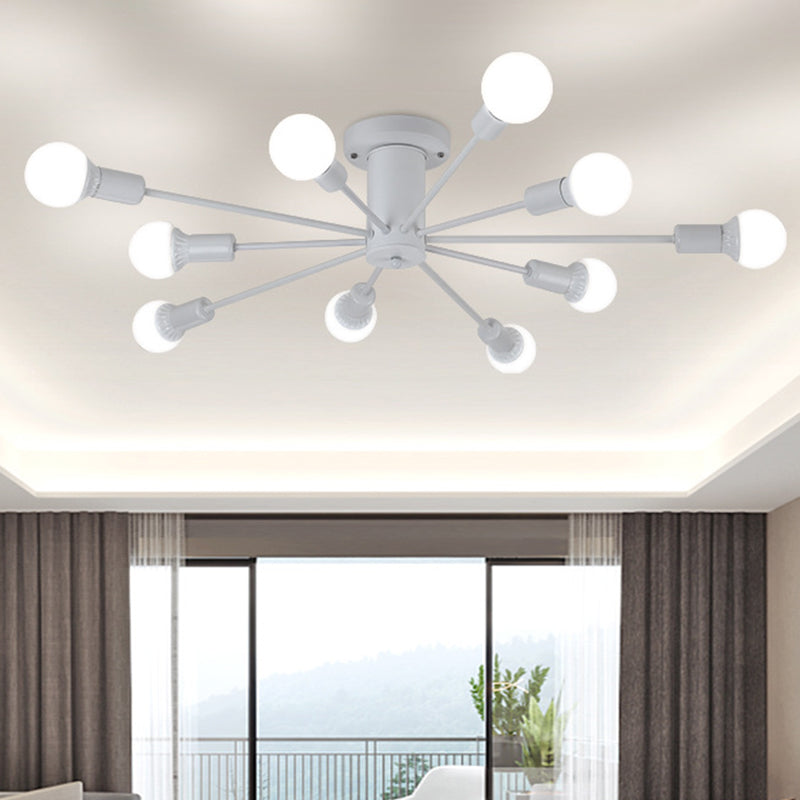 Burst Style Living Room Ceiling Flush Mount Industrial Metal Semi Flush Light Fixture Clearhalo 'Ceiling Lights' 'Close To Ceiling Lights' 'Close to ceiling' 'Semi-flushmount' Lighting' 2466596