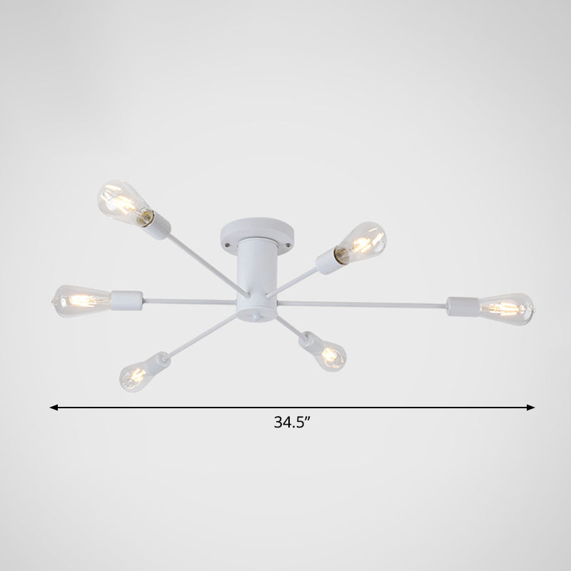 Burst Style Living Room Ceiling Flush Mount Industrial Metal Semi Flush Light Fixture Clearhalo 'Ceiling Lights' 'Close To Ceiling Lights' 'Close to ceiling' 'Semi-flushmount' Lighting' 2466611