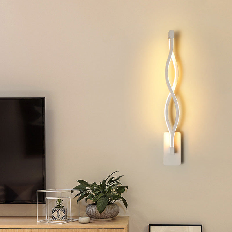 White Geometric Shaped Wall Light Simplicity LED Metal Wall Lamp Sconce for Stairway White Wavy Clearhalo 'Cast Iron' 'Glass' 'Industrial' 'Modern wall lights' 'Modern' 'Tiffany' 'Traditional wall lights' 'Wall Lamps & Sconces' 'Wall Lights' Lighting' 2466614