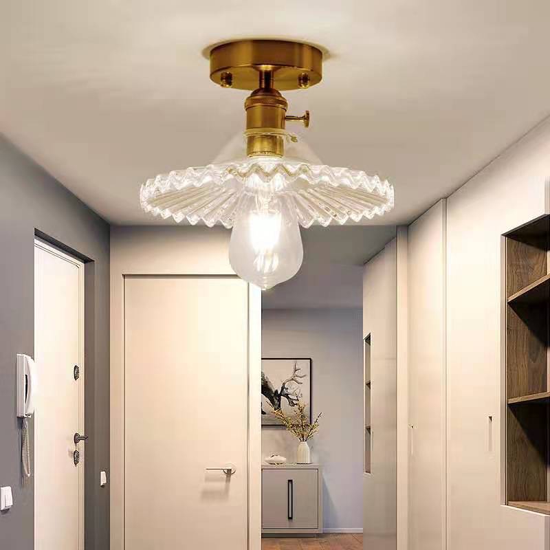 Floral Glass Close to Ceiling Light Modern Single-Bulb Foyer Semi Flush Light Fixture Clear Clearhalo 'Ceiling Lights' 'Close To Ceiling Lights' 'Close to ceiling' 'Glass shade' 'Glass' 'Island Lights' 'Semi-flushmount' Lighting' 2466801