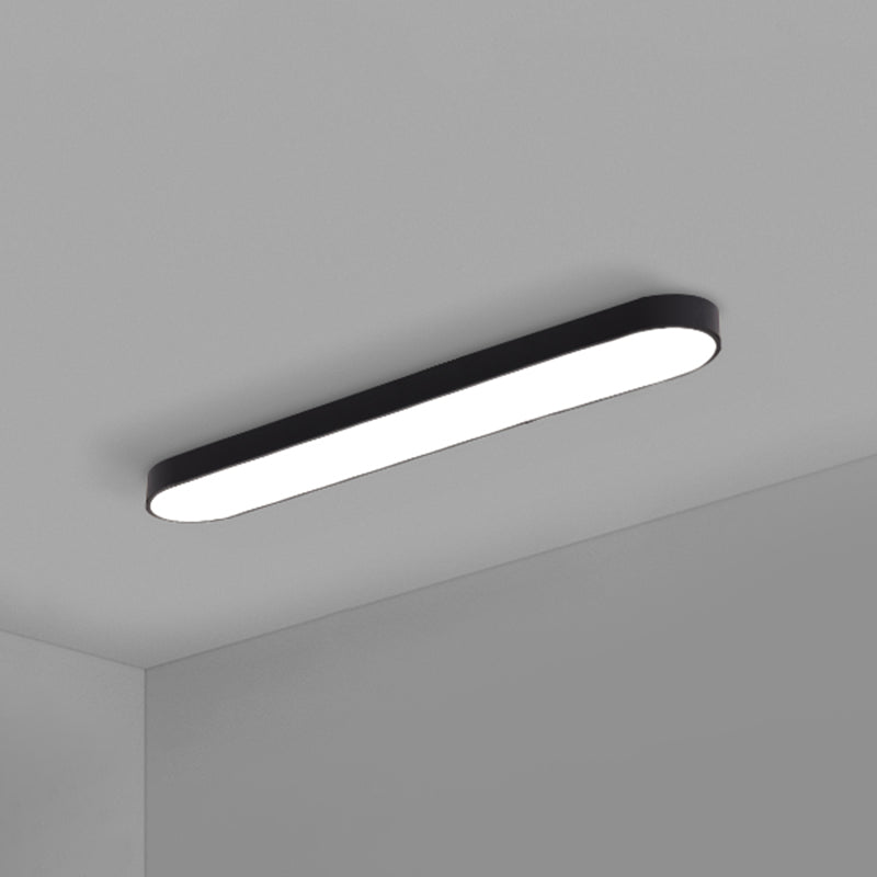 Elliptical Meeting Room Ceiling Flush Light Aluminum Minimalistic LED Flush Mount Lamp Black 36