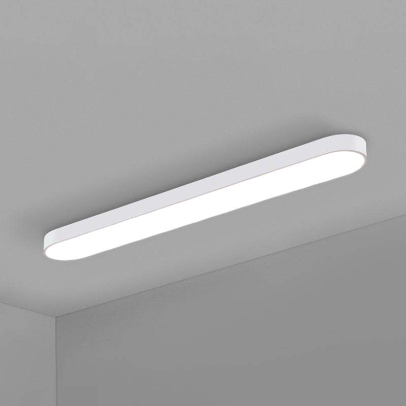 Elliptical Meeting Room Ceiling Flush Light Aluminum Minimalistic LED Flush Mount Lamp White 48