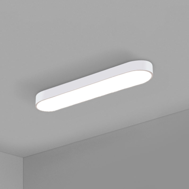 Elliptical Meeting Room Ceiling Flush Light Aluminum Minimalistic LED Flush Mount Lamp White 24.5