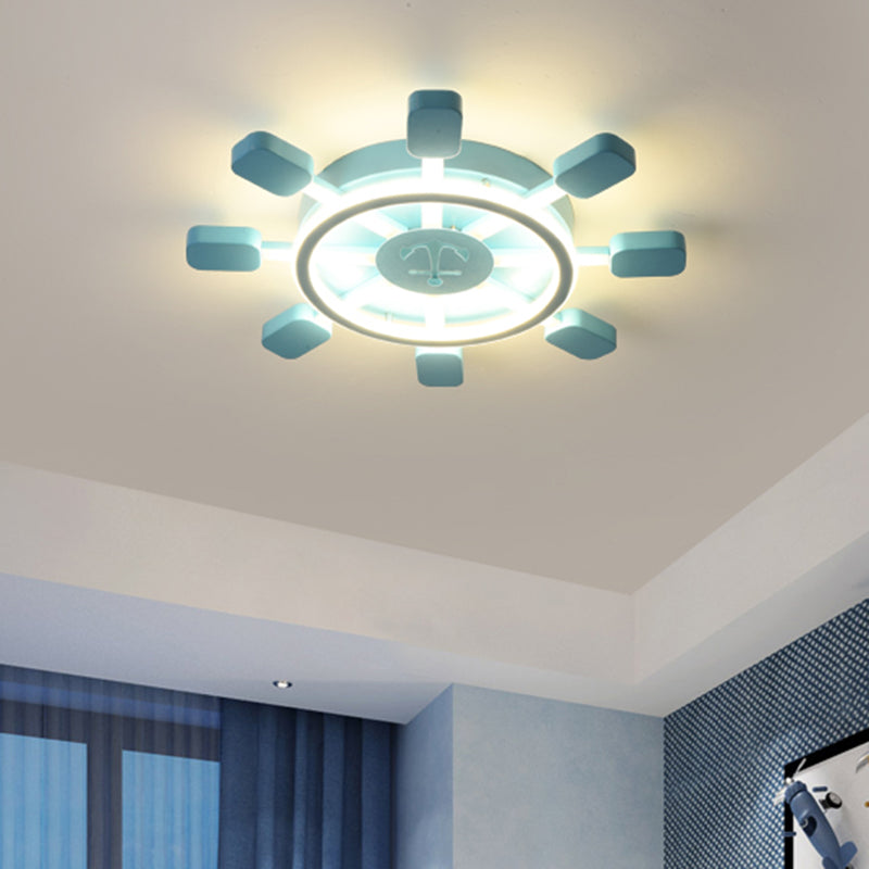 Aluminum Rudder Flush Ceiling Light Childrens Sky Blue LED Flush Light Fixture for Bedroom Clearhalo 'Ceiling Lights' 'Close To Ceiling Lights' 'Close to ceiling' 'Flush mount' Lighting' 2466893