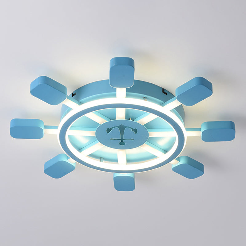 Aluminum Rudder Flush Ceiling Light Childrens Sky Blue LED Flush Light Fixture for Bedroom Clearhalo 'Ceiling Lights' 'Close To Ceiling Lights' 'Close to ceiling' 'Flush mount' Lighting' 2466896