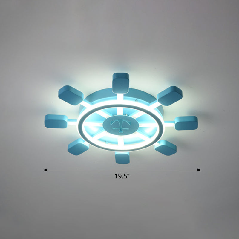 Aluminum Rudder Flush Ceiling Light Childrens Sky Blue LED Flush Light Fixture for Bedroom Clearhalo 'Ceiling Lights' 'Close To Ceiling Lights' 'Close to ceiling' 'Flush mount' Lighting' 2466899