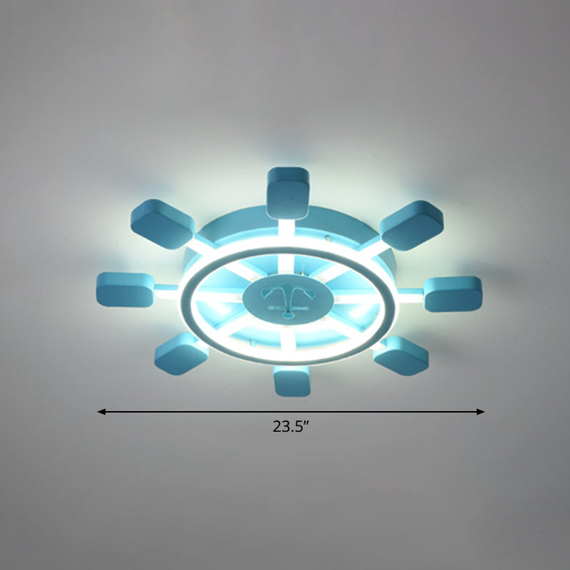 Aluminum Rudder Flush Ceiling Light Childrens Sky Blue LED Flush Light Fixture for Bedroom Clearhalo 'Ceiling Lights' 'Close To Ceiling Lights' 'Close to ceiling' 'Flush mount' Lighting' 2466900