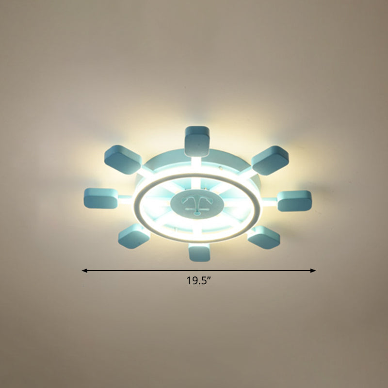 Aluminum Rudder Flush Ceiling Light Childrens Sky Blue LED Flush Light Fixture for Bedroom Clearhalo 'Ceiling Lights' 'Close To Ceiling Lights' 'Close to ceiling' 'Flush mount' Lighting' 2466903