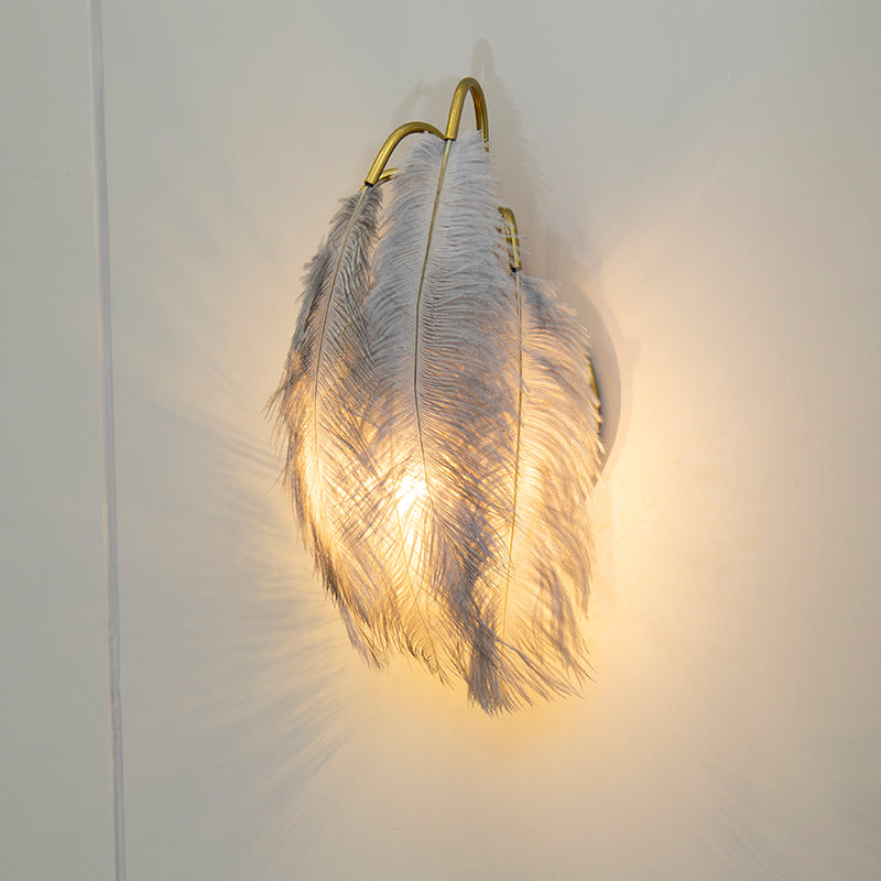 Feather Shaded Wall Mount Light Minimalist Wall Sconce Light Fixture for Living Room Clearhalo 'Wall Lamps & Sconces' 'Wall Lights' Lighting' 2467120_9c640c6a-1a30-4855-b515-2665267f2064