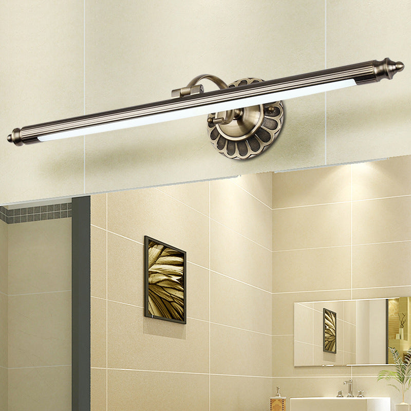 Antique Style Pole Shaped Vanity Lamp Acrylic LED Wall Mount Light with Swing Arm Bronze Clearhalo 'Vanity Lights' 'Wall Lights' Lighting' 2467135