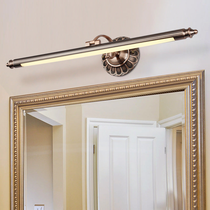 Antique Style Pole Shaped Vanity Lamp Acrylic LED Wall Mount Light with Swing Arm Copper Clearhalo 'Vanity Lights' 'Wall Lights' Lighting' 2467136