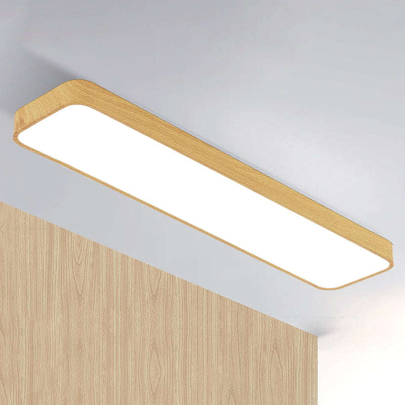 Light-Wood Grain Rectangle Flush Lamp Minimalistic LED Aluminum Flush Mount Ceiling Light Clearhalo 'Ceiling Lights' 'Close To Ceiling Lights' 'Close to ceiling' 'Flush mount' Lighting' 2467281