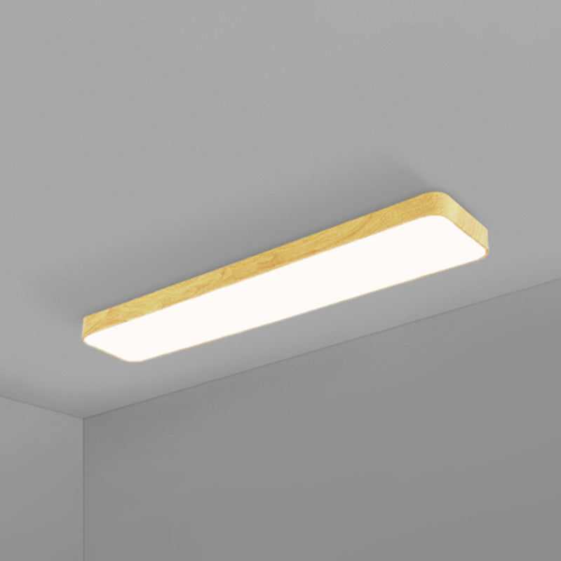 Light-Wood Grain Rectangle Flush Lamp Minimalistic LED Aluminum Flush Mount Ceiling Light Clearhalo 'Ceiling Lights' 'Close To Ceiling Lights' 'Close to ceiling' 'Flush mount' Lighting' 2467291