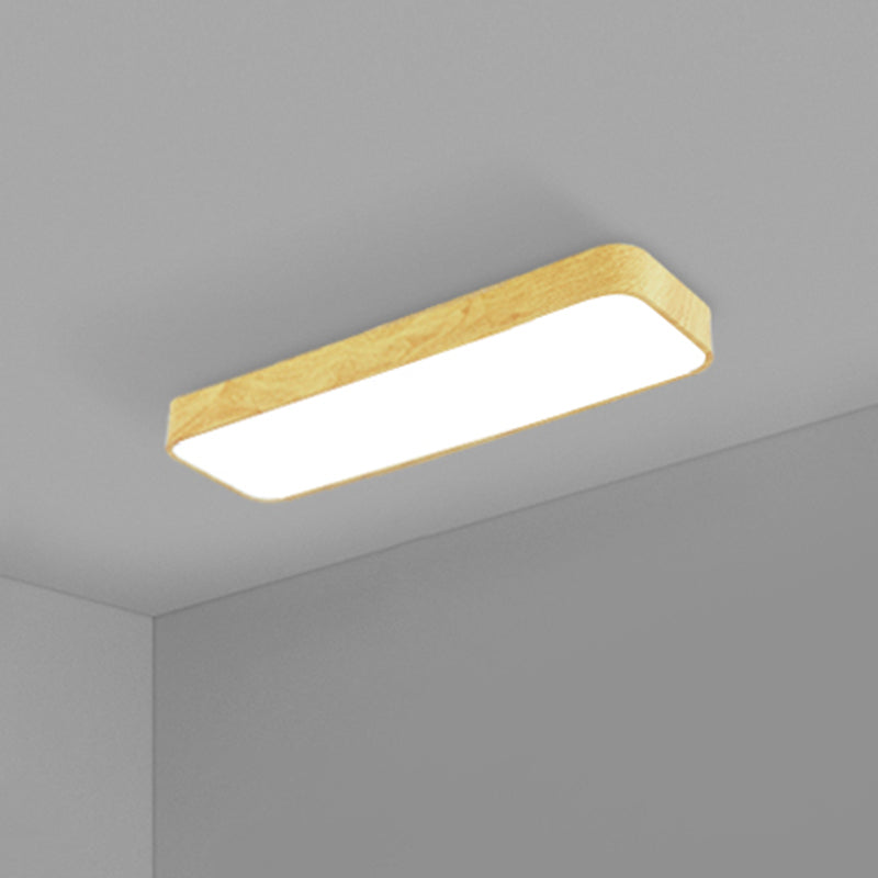 Light-Wood Grain Rectangle Flush Lamp Minimalistic LED Aluminum Flush Mount Ceiling Light Clearhalo 'Ceiling Lights' 'Close To Ceiling Lights' 'Close to ceiling' 'Flush mount' Lighting' 2467292