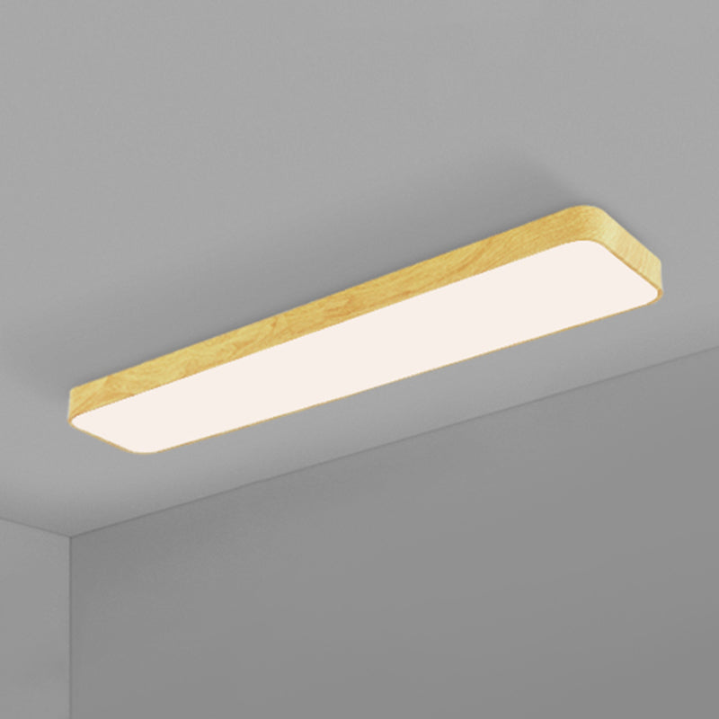 Light-Wood Grain Rectangle Flush Lamp Minimalistic LED Aluminum Flush Mount Ceiling Light Clearhalo 'Ceiling Lights' 'Close To Ceiling Lights' 'Close to ceiling' 'Flush mount' Lighting' 2467294