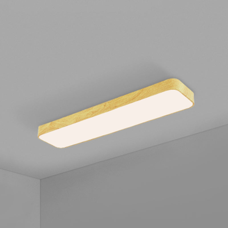 Light-Wood Grain Rectangle Flush Lamp Minimalistic LED Aluminum Flush Mount Ceiling Light Clearhalo 'Ceiling Lights' 'Close To Ceiling Lights' 'Close to ceiling' 'Flush mount' Lighting' 2467297