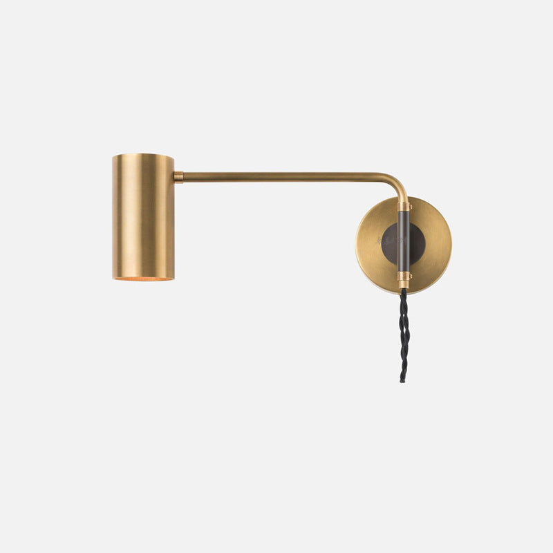 Adjustable Tubular Reading Wall Lamp Minimalistic Metal 1-Light Bedside Spotlight Gold Long Arm Clearhalo 'Cast Iron' 'Glass' 'Industrial' 'Modern wall lights' 'Modern' 'Tiffany' 'Traditional wall lights' 'Wall Lamps & Sconces' 'Wall Lights' Lighting' 2467298