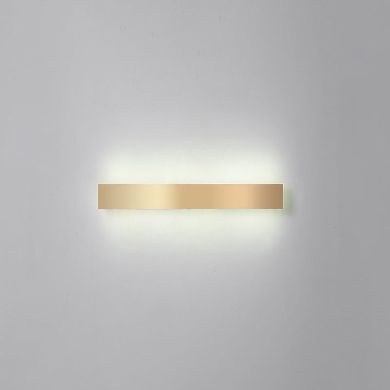 Aluminum Bar Shaped Flush Wall Sconce Minimalist Gold Plated LED Wall Light for Living Room Gold 23.5