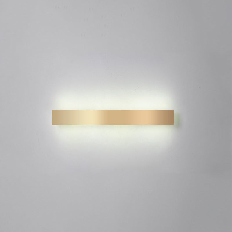 Aluminum Bar Shaped Flush Wall Sconce Minimalist Gold Plated LED Wall Light for Living Room Gold 31.5