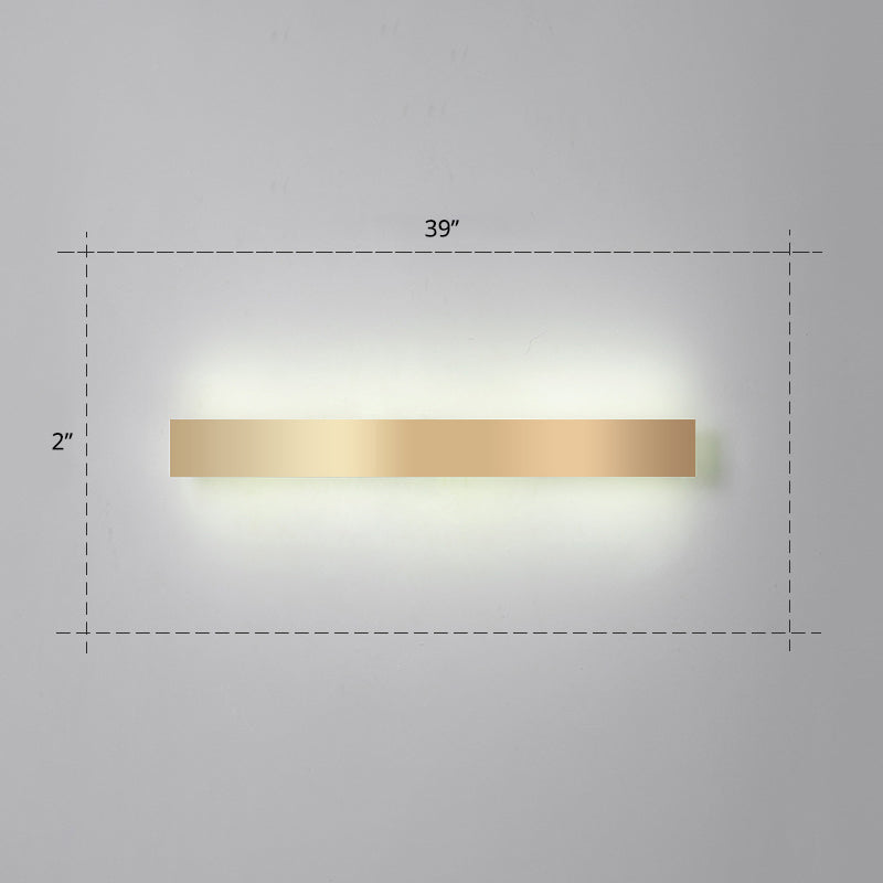 Aluminum Bar Shaped Flush Wall Sconce Minimalist Gold Plated LED Wall Light for Living Room Clearhalo 'Cast Iron' 'Glass' 'Industrial' 'Modern wall lights' 'Modern' 'Tiffany' 'Traditional wall lights' 'Wall Lamps & Sconces' 'Wall Lights' Lighting' 2467538