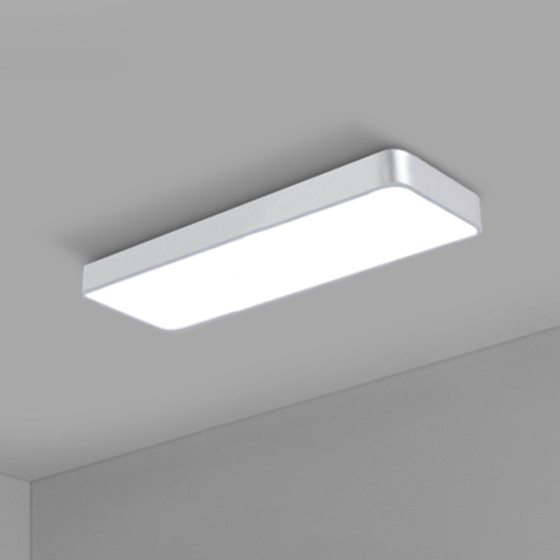 Office Ceiling Mounted Light Modern LED Flush Light with Rectangular Acrylic Shade Silver Large 35.5