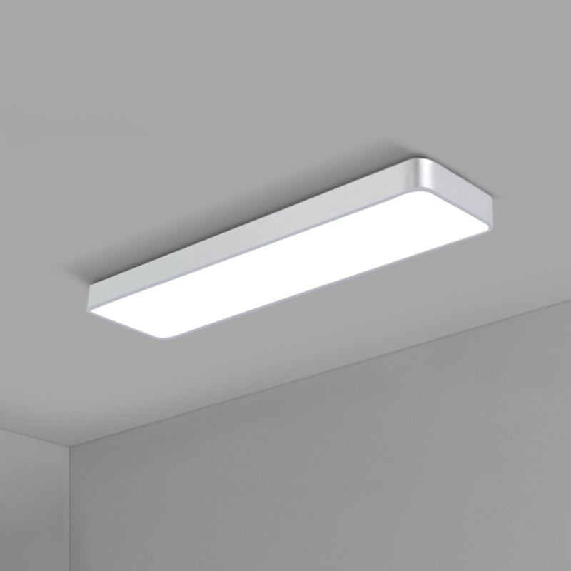 Office Ceiling Mounted Light Modern LED Flush Light with Rectangular Acrylic Shade Silver Large 59